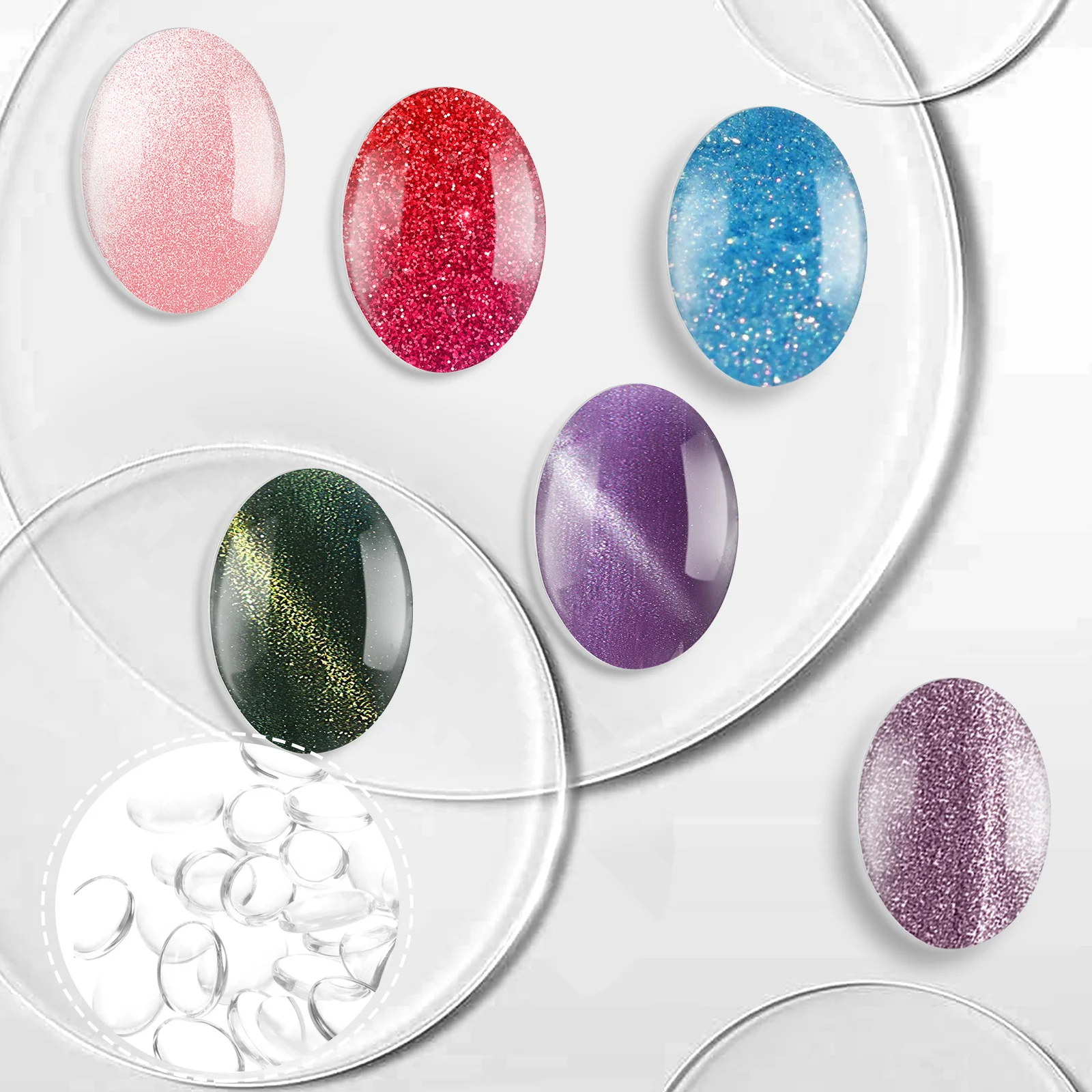 

30Pcs Glass Nail Color Charts Beads Transparent Display for Nail Technician Tools Polish Holder Practice Stand