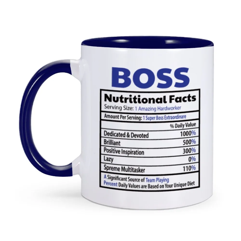 Nutritional Facts Mug Office Ceramic Coffee Cup Appreciate Gift for Leader Day World\'s Best Boss Mug Tea Mugs Birthday Souvenir