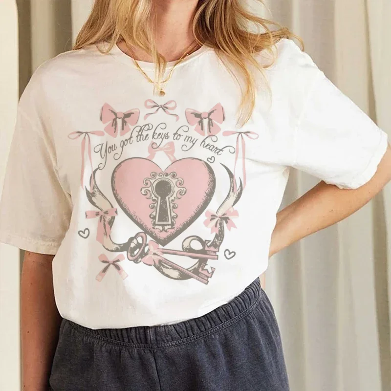 Pattern Fashion Street Printed Women's Cartoon T-Shirt Western Country Style T-Shirt Cute Top Casual Round Neck Women's T-Shirt