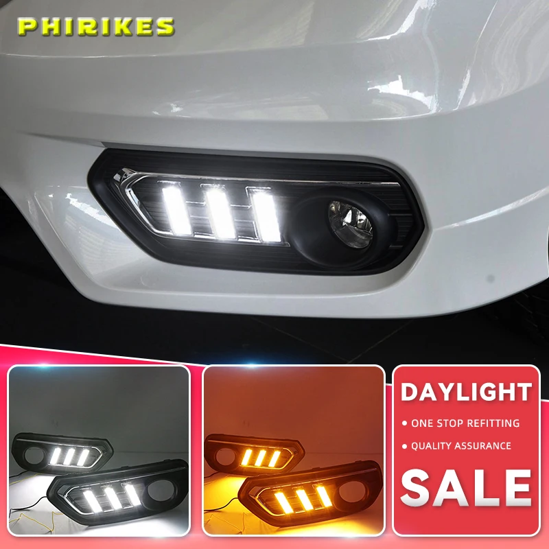 

Дневные ходовые огни DRL, 1 комплект, дневные ходовые огни 12 В, противотуманные фары из АБС-пластика с желтым указателем поворота для Honda AVANCIER 2017-2019