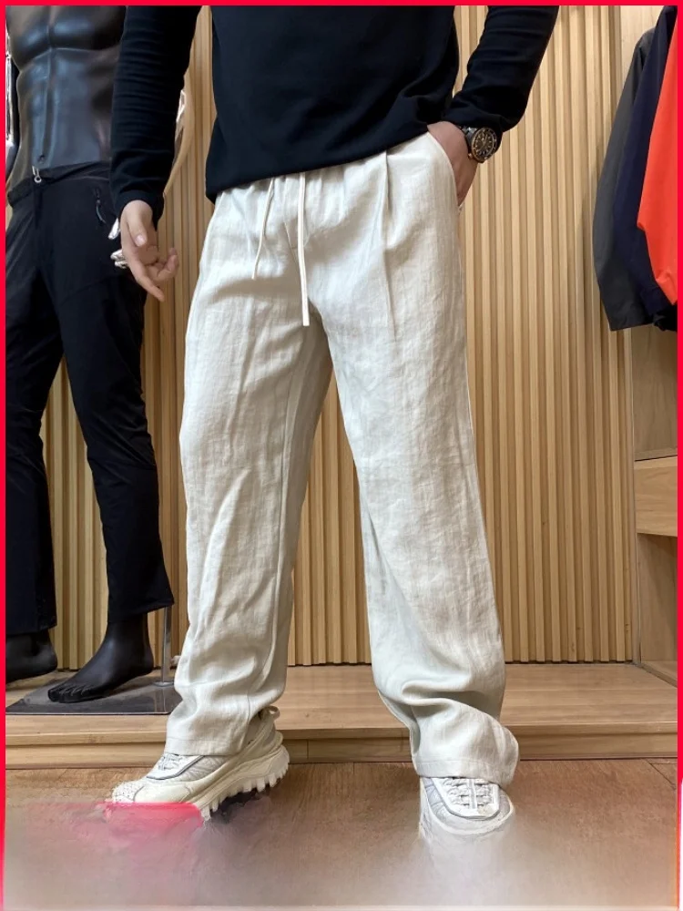 

Men's Casual Loose Long Pants High Drape Comfortable Breathable Spring Summer Faionable Straight Leg Pants