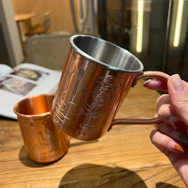 Copper Mug Handcrafted of 100% Pure Thick Copper Shot Glass Copper Interior Vintage Wine Glass Strong Riveted Handle 13 Ounces