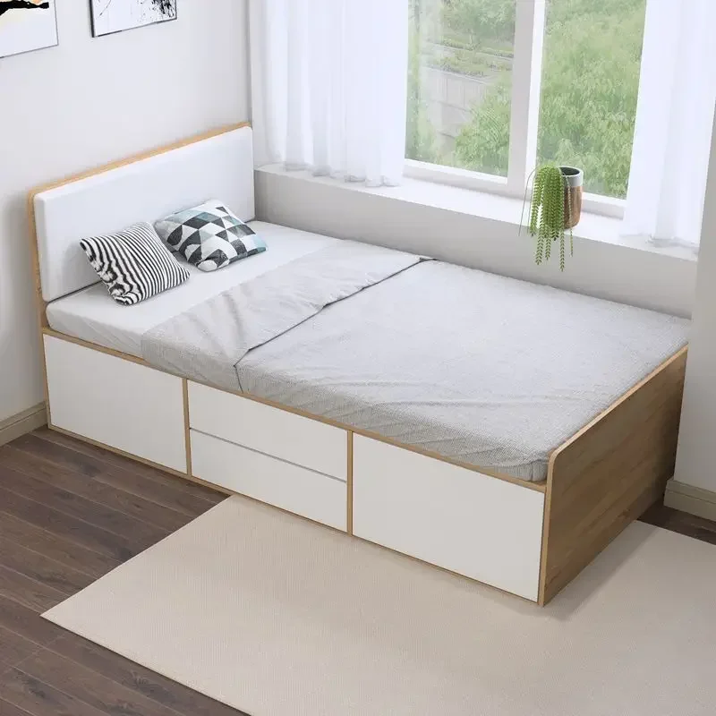 Small apartment: Tatami single bed 1.2 meters, high box storage board bed with drawers, double bed 1.5 meters