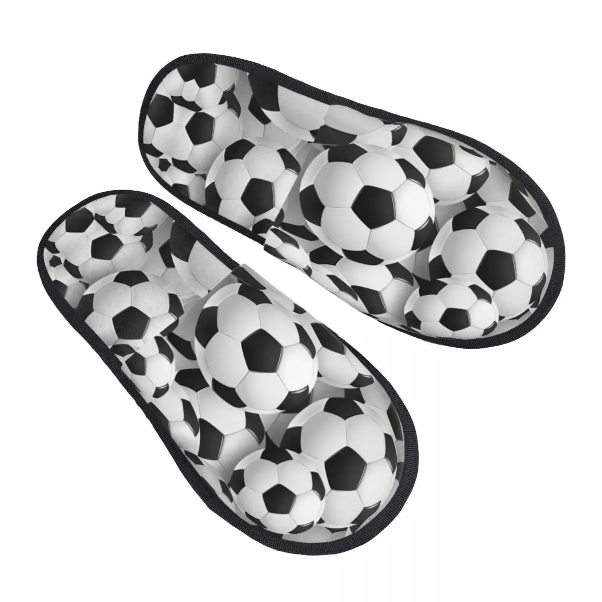 Custom Print Women Cool Soccerly Footbally Print House Slippers Soft Warm Memory Foam Fluffy Slipper Indoor Outdoor Shoes