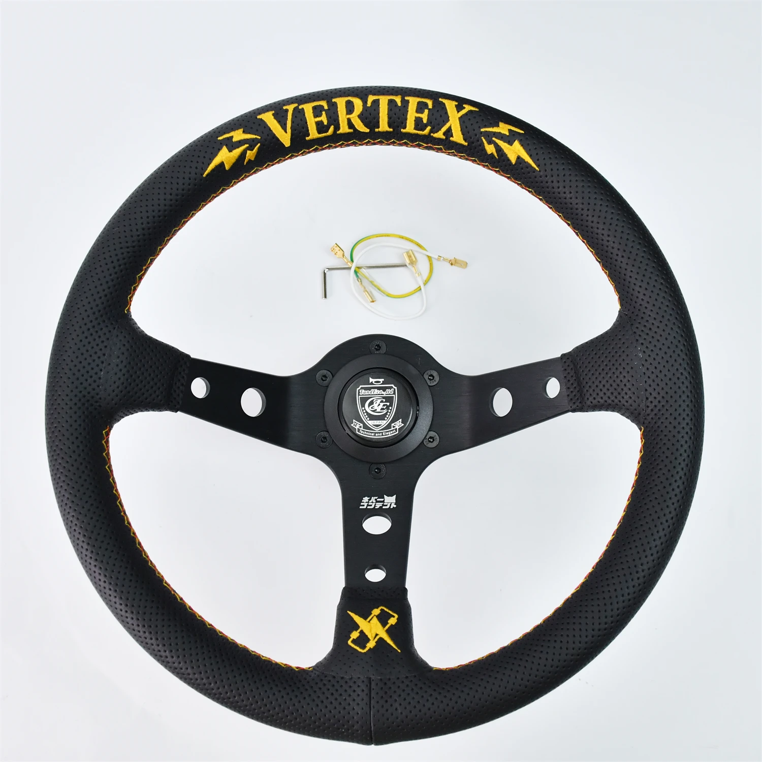 High quality deep bracket black steering wheel embroidery 330mm universal steering wheel