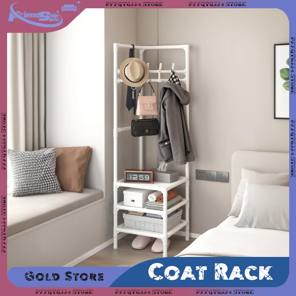 Coat Rack Floor Standing Simple Clothes Stand Organizer Rack Clothing Shoe Hat Storage Shelf Wall Shelf Home Organizer