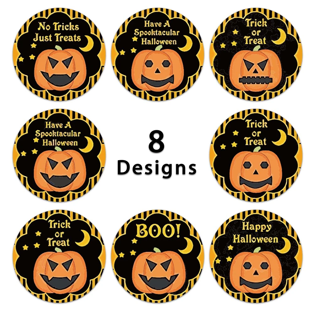 500pcs Happy Halloween Pumpkin Ghost Sticker Holiday Gift Halloween Party Decor Stickers Handmade DIY Packaging Sealing Labels