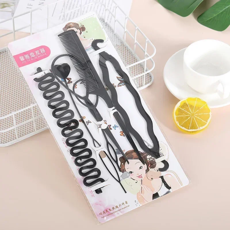 

DIY 6Pcs Hair Braiding Tool Hair Design Styling Tool Kit Ponytail Maker Accessories Topsy Hair Braid Kit Needle Для Волос