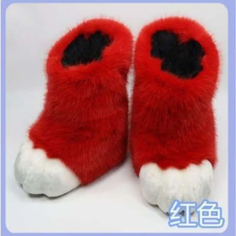 Furry Cat Paw Shoes Fluffy Boots Girl Shoes Beast Paw Cute Plush Kig Fursuit Animal Foot Socks Anime Party Cosplay Costume view 4