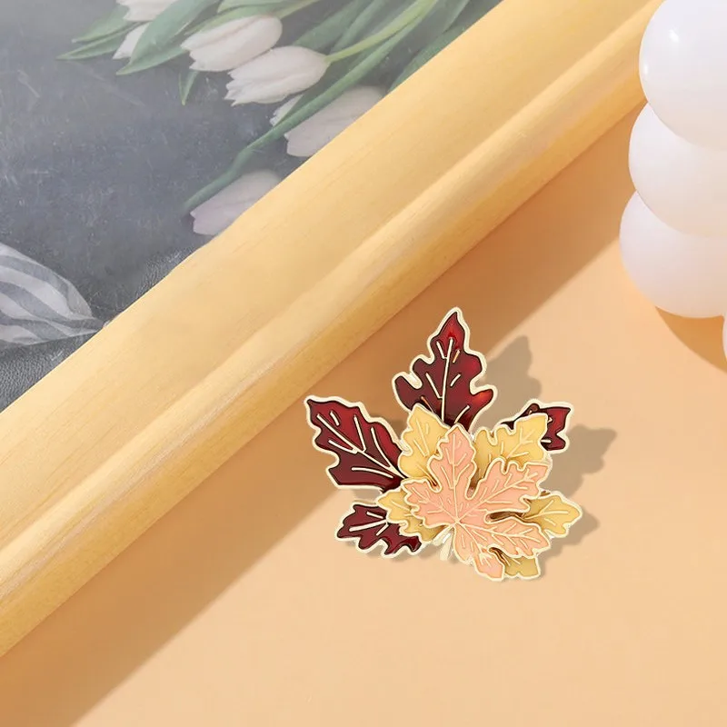 Maple Leaf Soft Enamel Pin Custom Multi-layer Brooches Bag Lapel Pin Cartoon Plant Jewelry Gift for Kids Friends