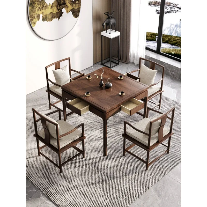 

Baxian table solid wood square chess table and chair combination