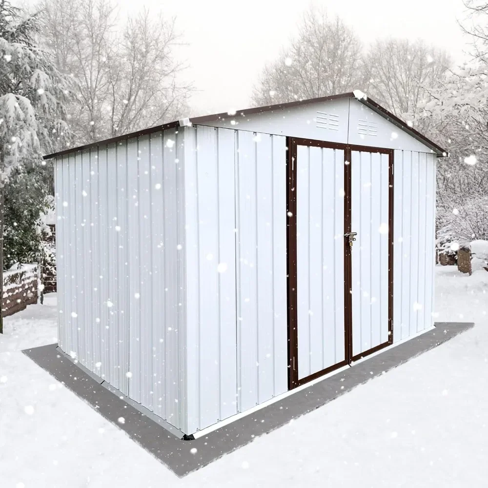 6x8 FT Metal Tool Shed, Galvanized Steel Large Outdoor Storage Shed, Storage Shed Equipped with Vents, Tool Shed with Door