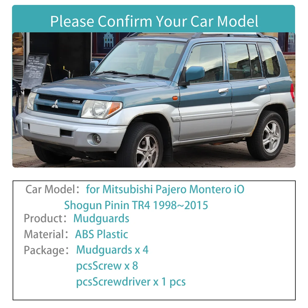 

Mud Flaps for Mitsubishi Pajero Montero iO Shogun Pinin TR4 1998~2015 Mudguards Splash Fender Flares Spoiler Guards Accessories