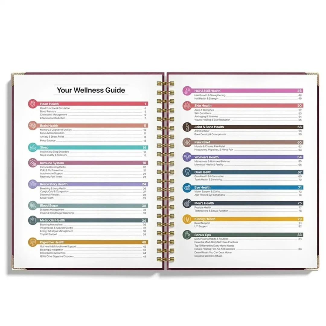 Natural Healing Handbook Spiral Bound Guidebook For Herbal Remedies And Holistic Health Support With Step By Step Protocols