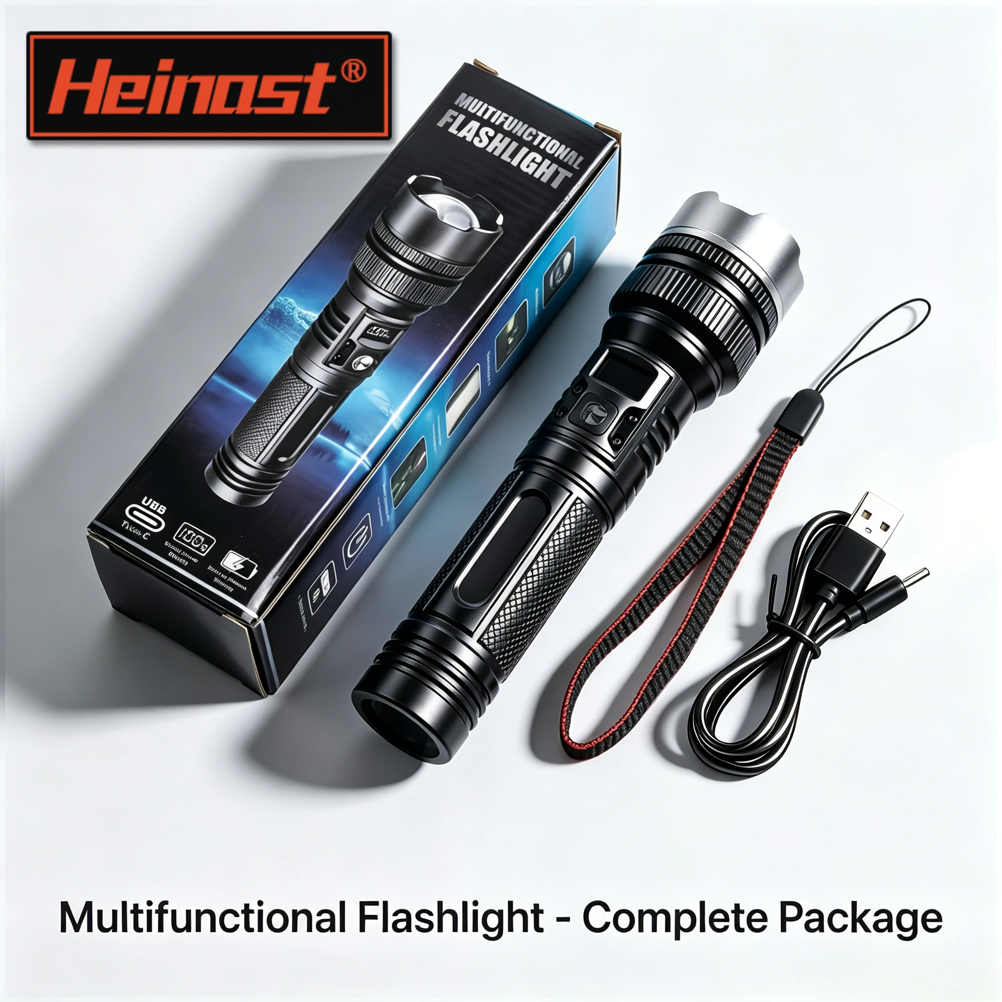 900000LM Leistungsstarke LED-Taschenlampe, wiederaufladbare USB-Zoom-Taschenlampe mit Digitalanzeige, Handtaschenlampen für Camping und Wandern