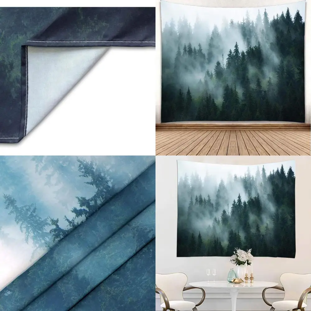 

Misty Forest Tapestry: 120x90 inches Foggy Tree Wall Art for Home Decor