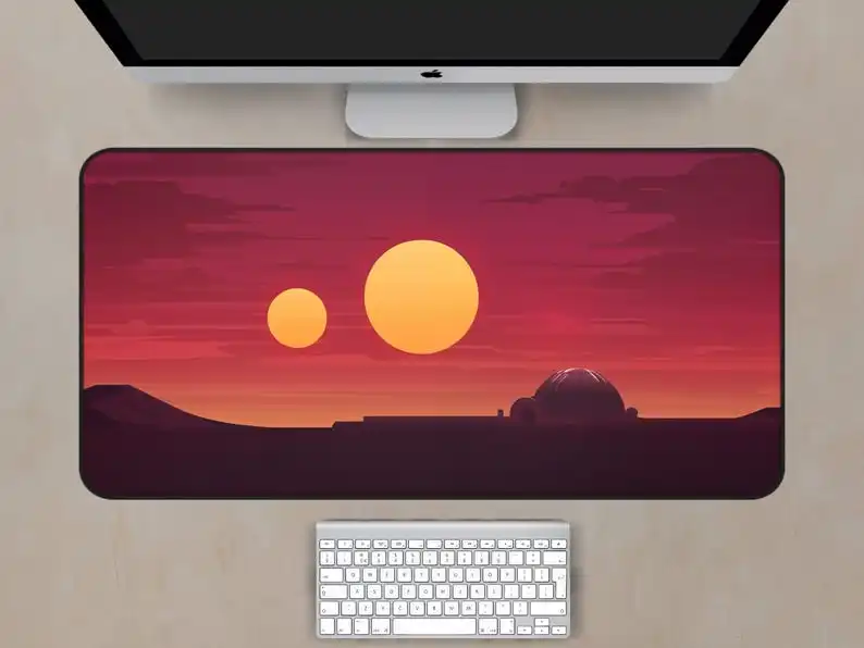 Starry Sky Desk Mats, Binary Sunset Desk Mats and Mousepad, Tatooine Desk Mat, Gaming Deskmat, Large Mouse Pad, Fantasy Deskmat