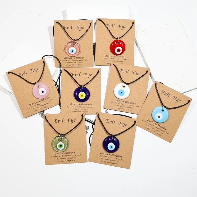 Classic Turkish Necklace Evil Eye Hand Chain for Women Lucky Demon Eyes Card Necklace Men\'s Love Jewelry Accessories Party Gif