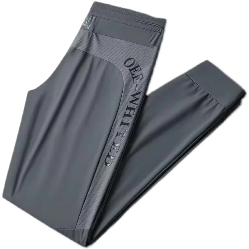 

Мужские повседневные тонкие летние брюки из ледяного шелка, прямые тонкие летние брюки, дышащие легкие длинные брюки, удобный свободный крой