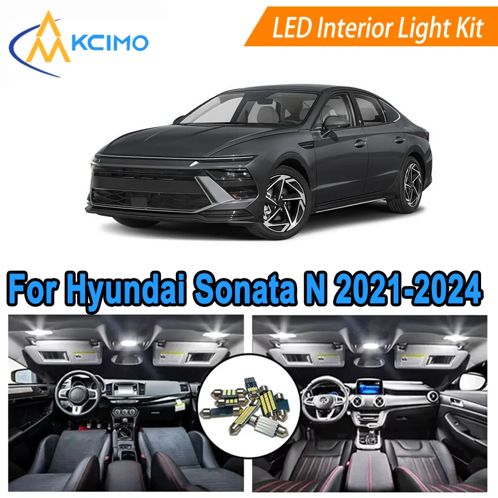 

LED Interior Light Kit For Hyundai Sonata N 2021-2024 Dome Map Door Trunk License Lights Super Bright White & Blue (6000K)