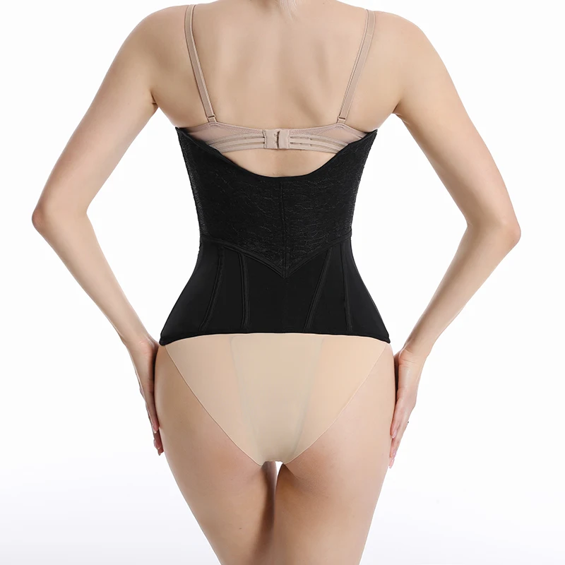 24 steel bones Angels wing Mesh Breathable lace waist trainer corset for abdominal contraction after fitness exercise 9004