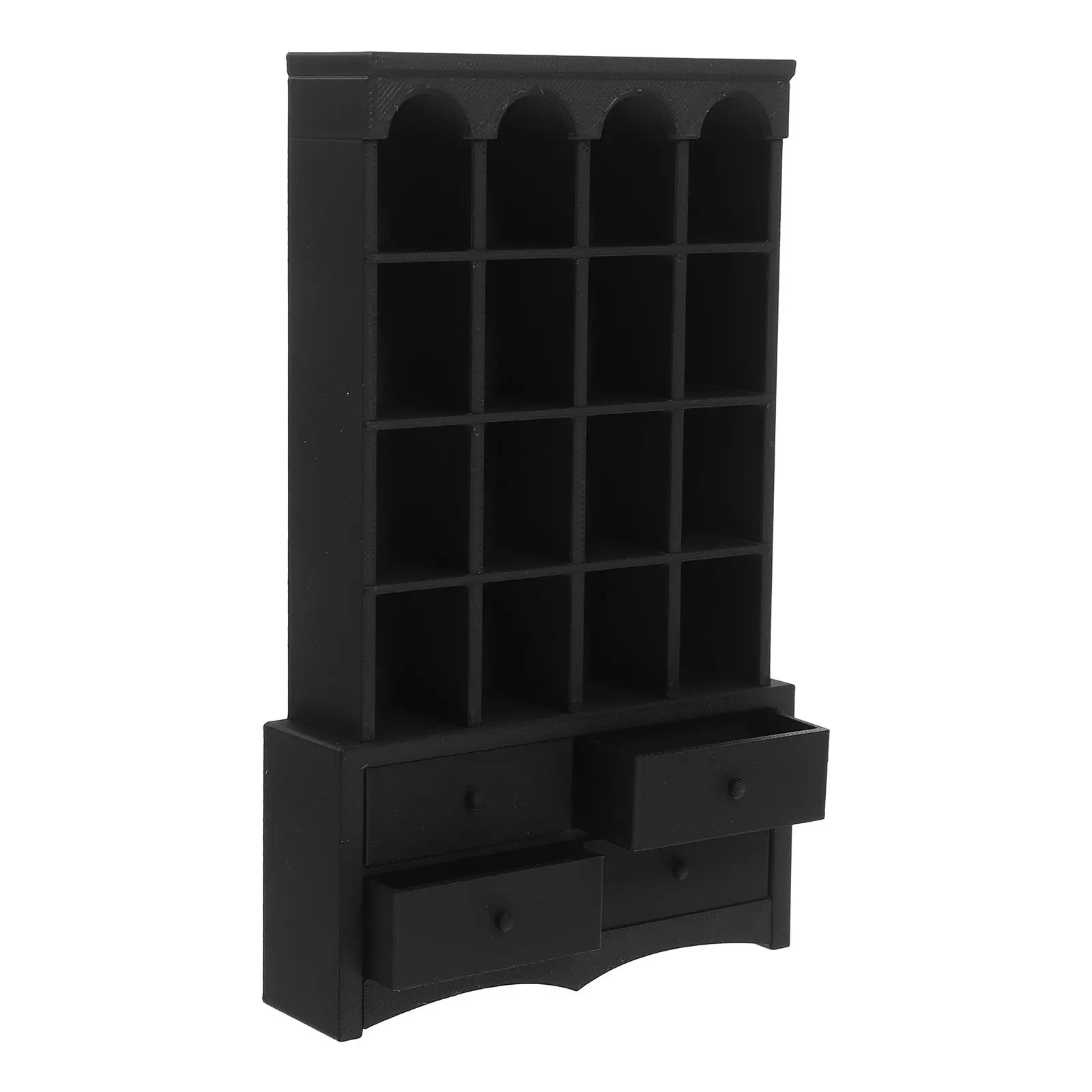 

Миниатюрный деревянный книжный шкаф для кукольного домика, черный винтажный стеллаж-витрина, аксессуары для декора дома и спальни
