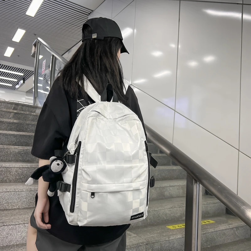 

2022 FashionWomen Travel Plaid Student Backpack Male Ladies Book Bag Female Laptop College Backpack Boy Girl Lattice School Bags