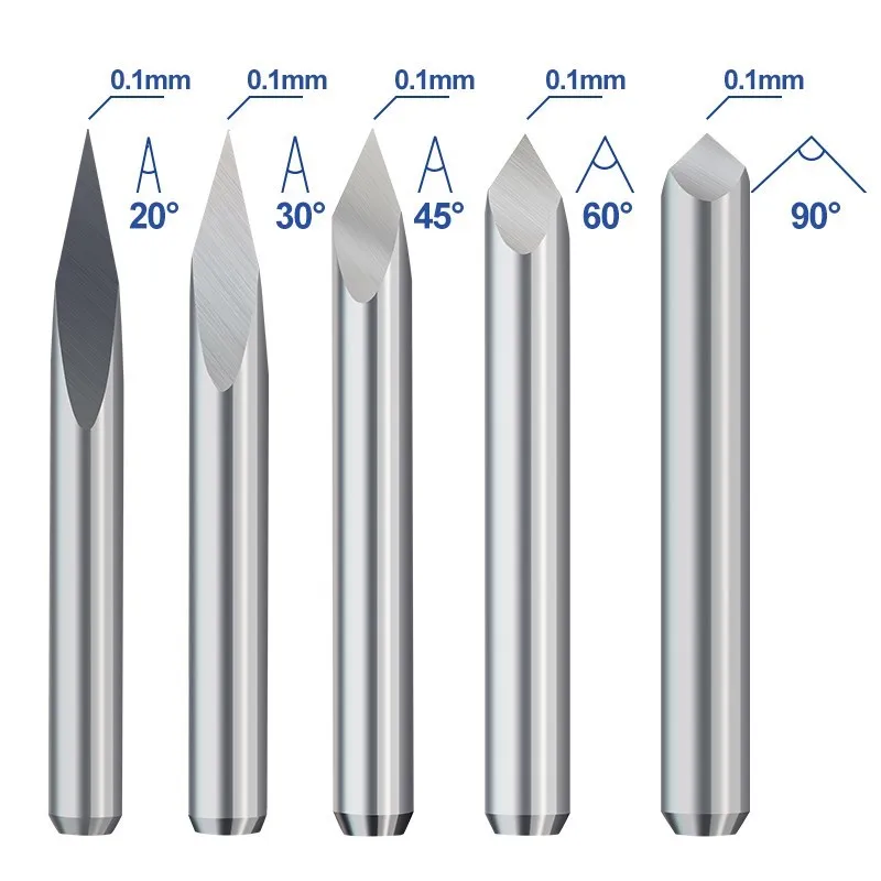 CMCP CNC Engraving Bit 3 Edge Pyramid Engraving Bits 10pcs 3.175mm Shank 20-90D Carbide End Mill CNC Router Bit Milling Cutter