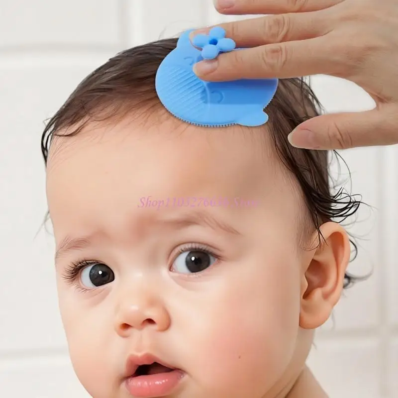 R6FD Silicone Massage Shampoo Brush Comb Hair Washing Scrubber Brush Baby Comb for Infant Newborns Bath Cradle Caps Brush