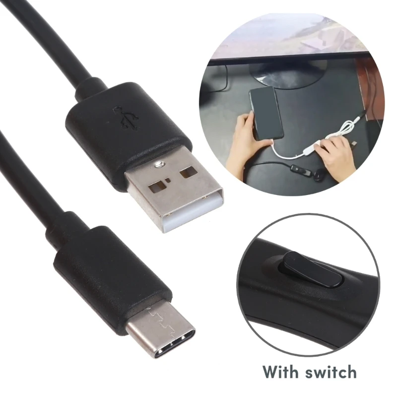 USB Cable withSwitch Type-C USB2.0 Adapter Cord 5V3A Type C to USB A Charger and Data Transfer forRaspberryPi 4B hubs K1KF