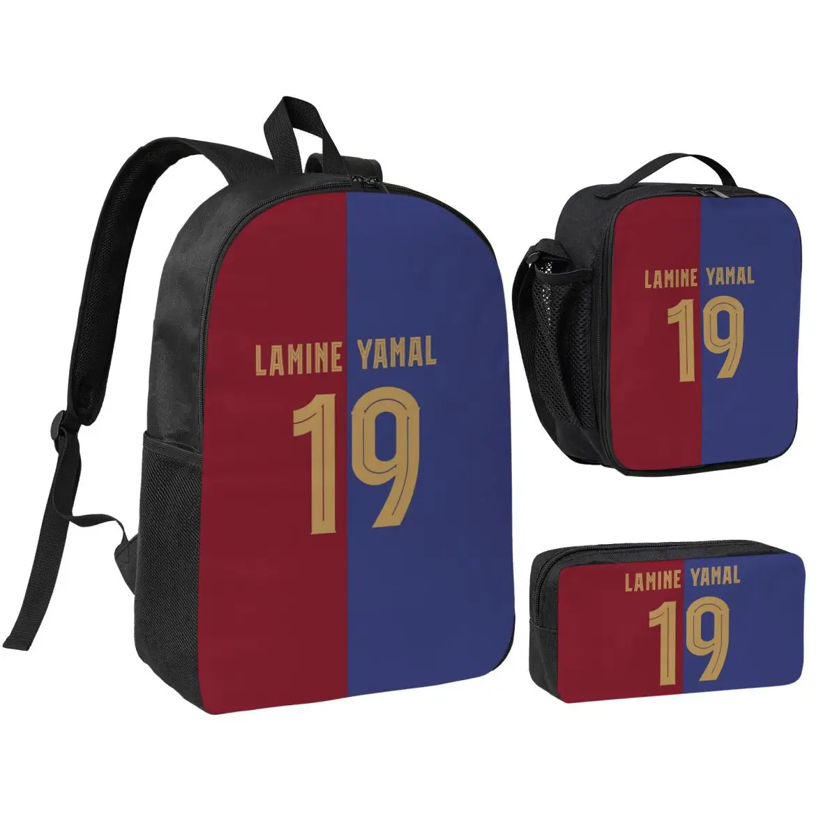 Numner 19 Lamine Y-Yamal 3pecs/set Backpack for Student Football Soccer Laptop Canvas Bags Lunch bag Pencil Case