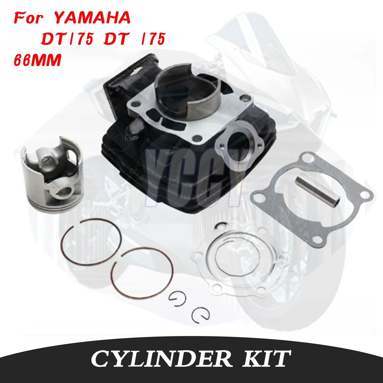 Kit de cilindro de gran cilindro de motocicleta de 66mm y 175cc, junta de anillo de pistón, cilindro de motor apto para YAMAHA DT175 DT 175 2A7-11311-00 1979-1981