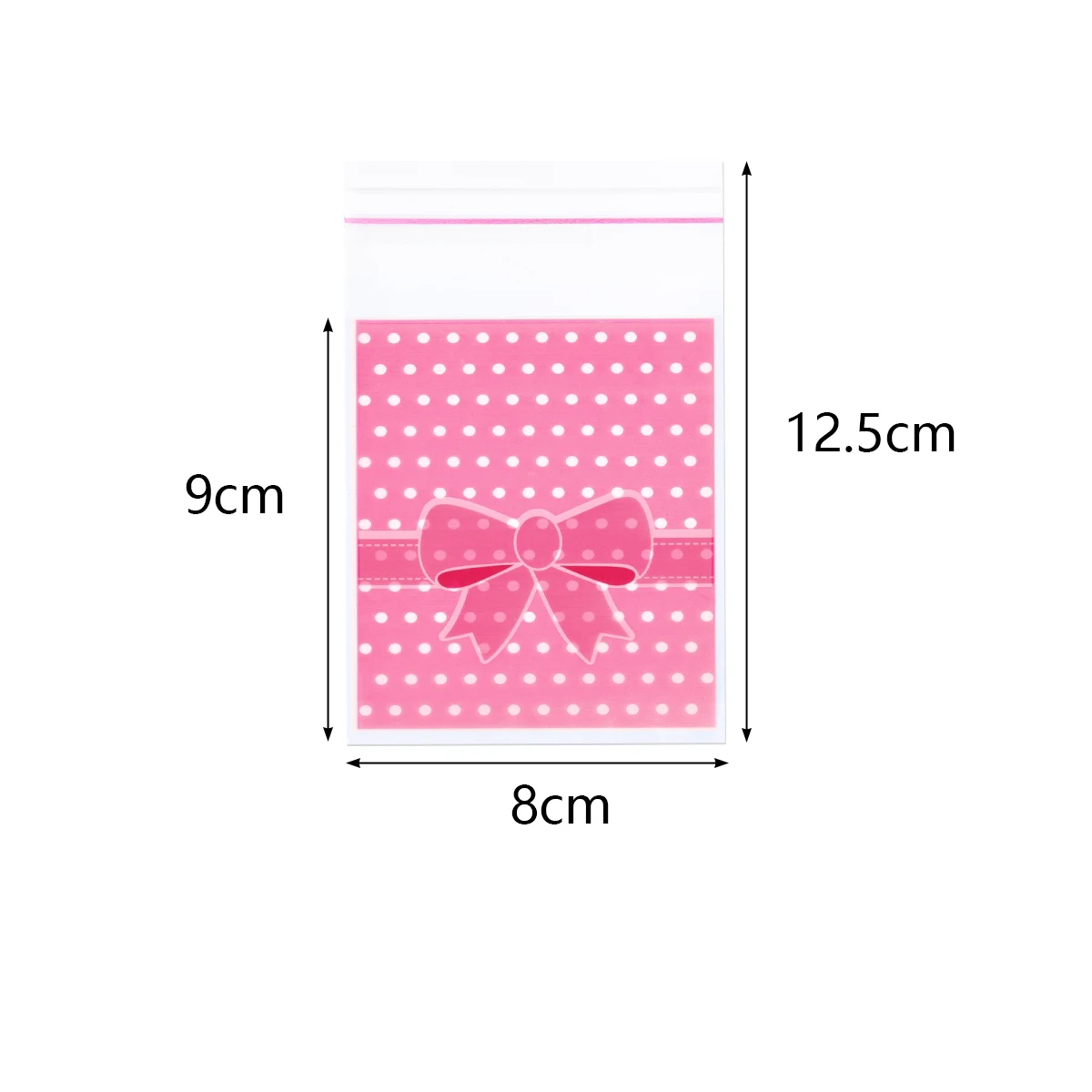 100pcs Self Adhesive Bags Polka dot Bow Plastic Self Sealing Bags Pouches for Jewelry Gift Packing Cookie Candy Packaging Bag