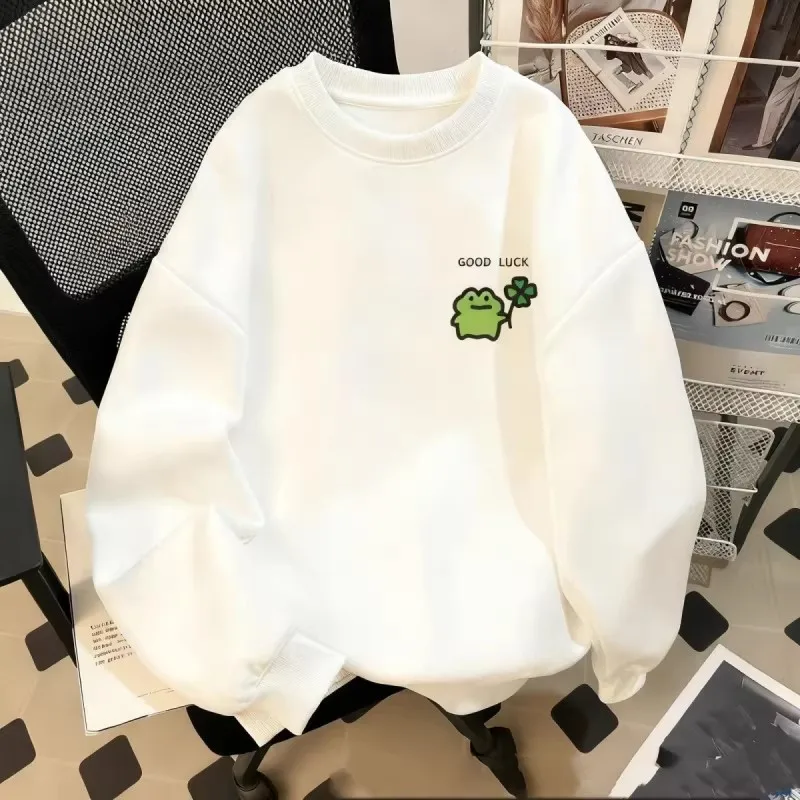 

Large Size Hoodie ex Thiened Fce round Ne Printed Sweatirt Couple's Autumn Winter Casual Wear Breathable Moistur...
