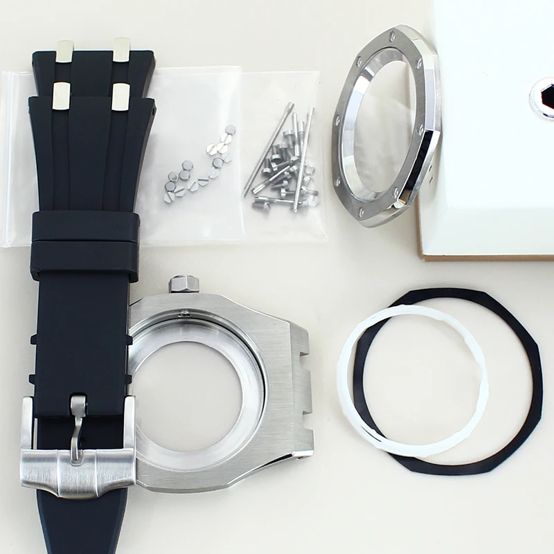 ساعة 41 ملم معدلة لطراز البلوط 316 حافظة من الفولاذ المقاوم للصدأ حزام مطاطي لحركة NH35/36 #4