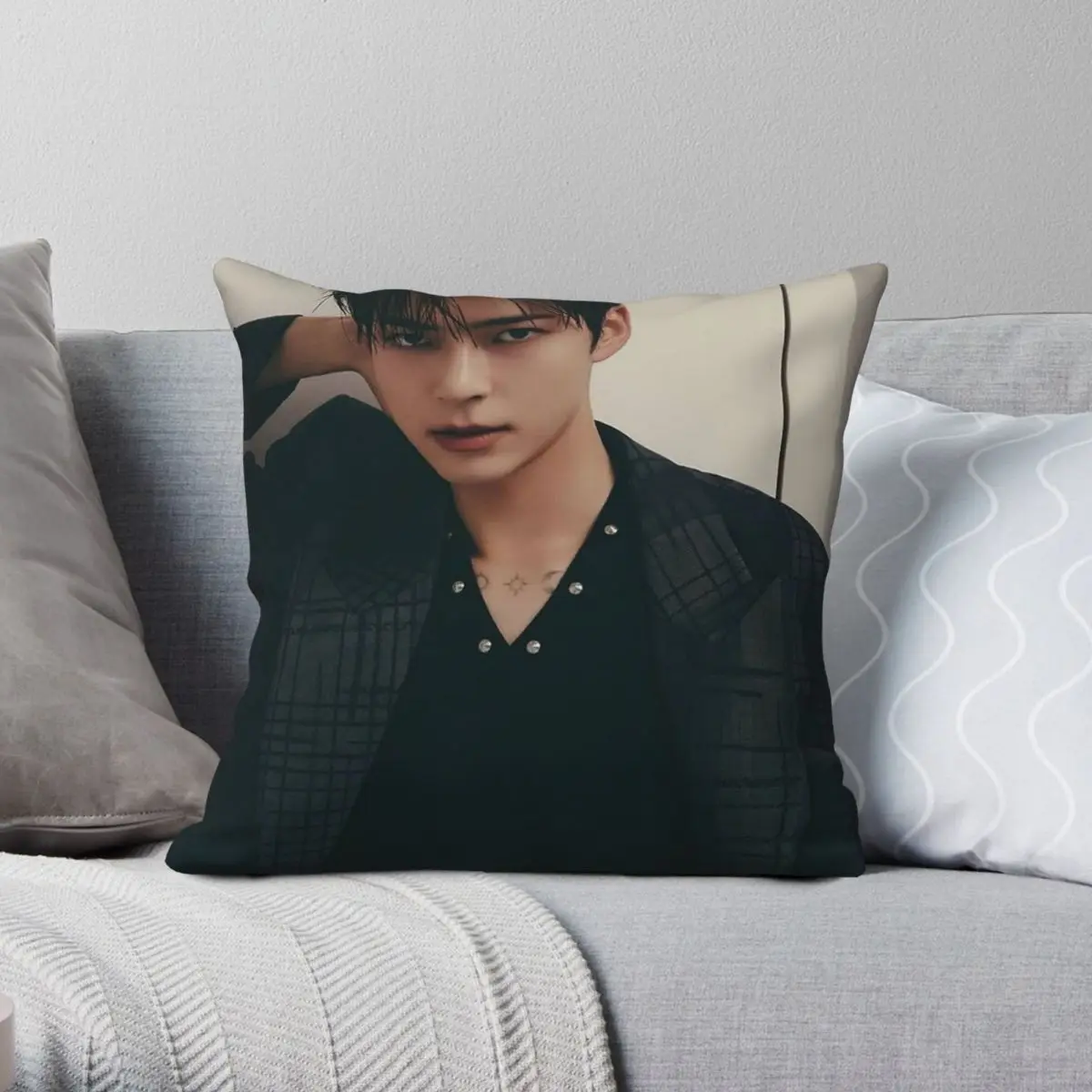 

Sung Hanbin Zb1 Square Pillowcase Polyester Linen Velvet Printed Zip Decorative Throw Pillow Case Bed Cushion Cover 45x45