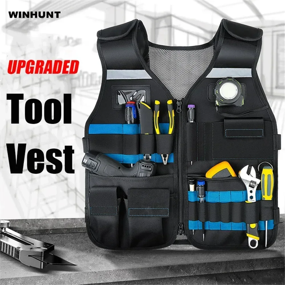 New Tool Vest Multi-pocket Ground Breathable for Electrician Carpenters Thickene Work High Above with Tool Organizer