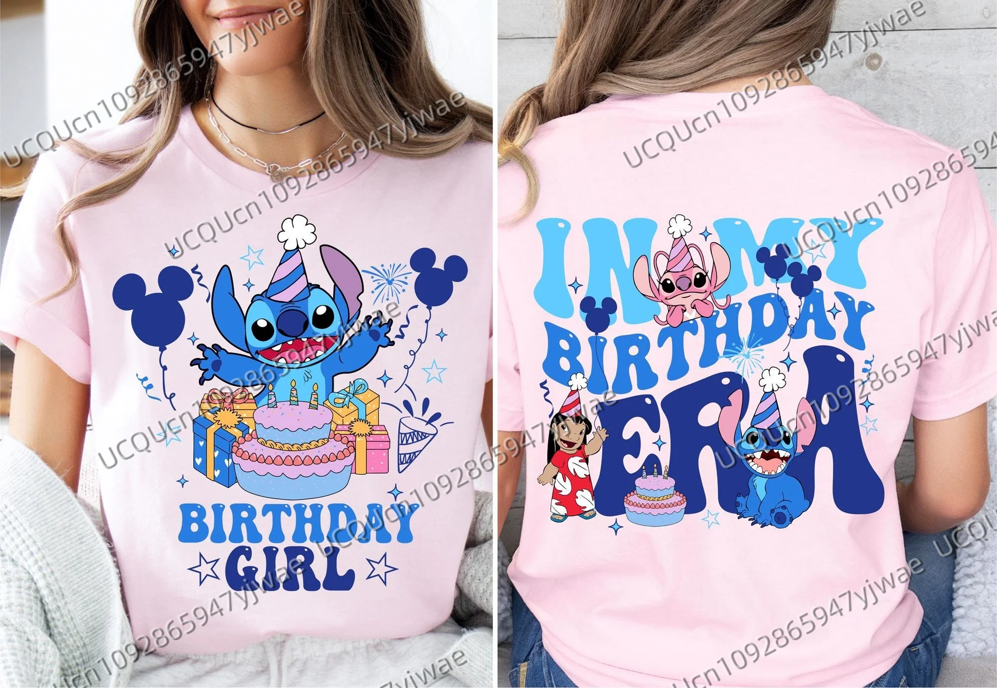 

In My Birthday Era Stitch Birthday Girl Women's Short Sleeve Casual Cotton Men's T-shirt Tops Tee Lilo & Stitch Tee