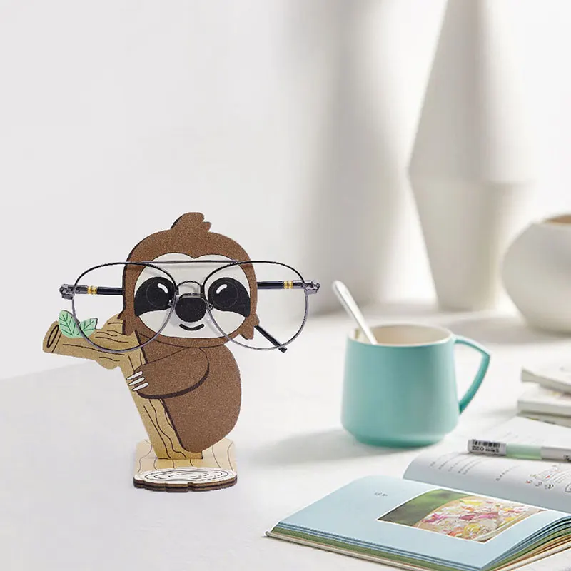 Cute Sloth Wood Carvings Sunglass Display Rack Cartoon Animal Glasses Holder Shelf Eyeglasses Show Stand Ewelry Wooden Holder