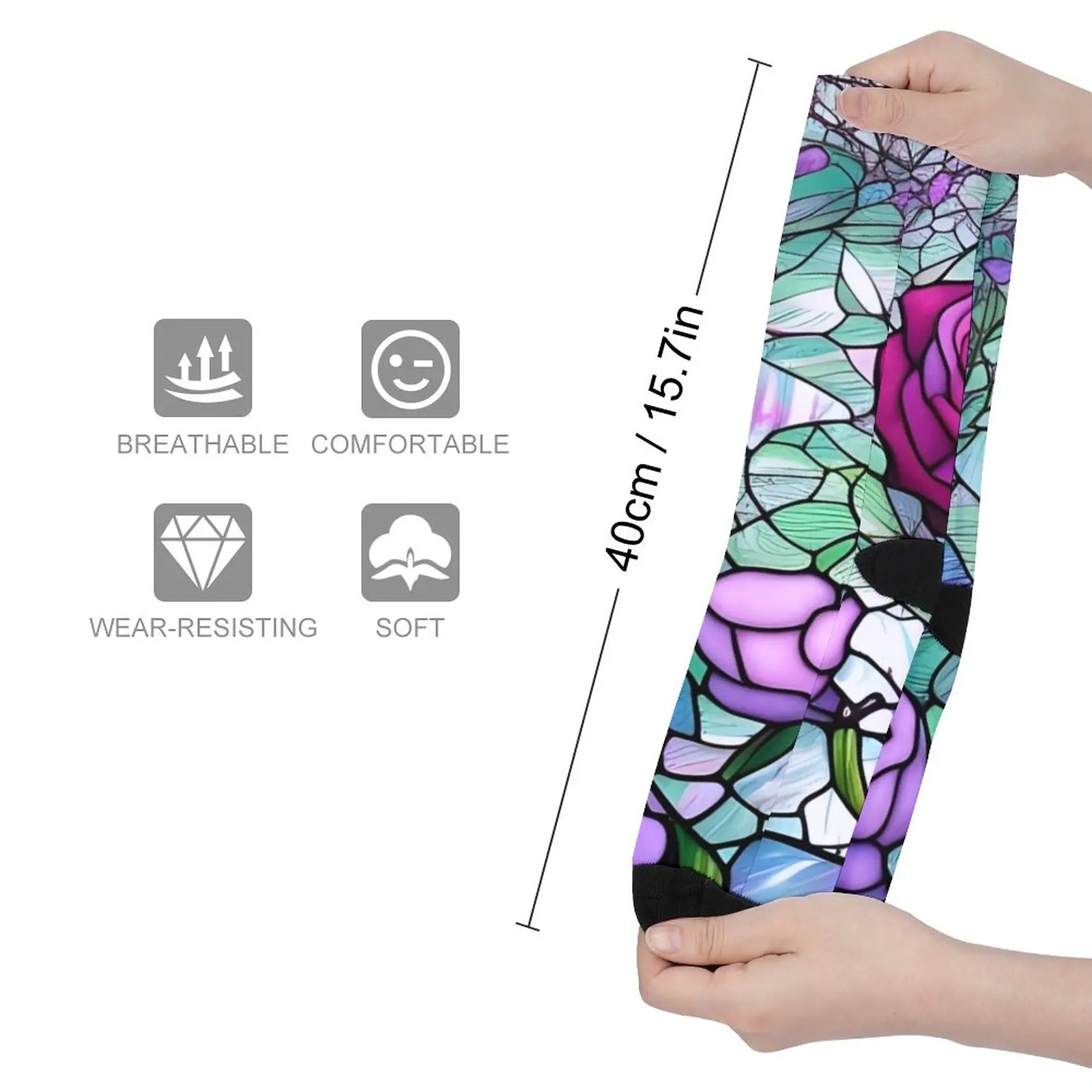 Stained Glass Roses Socks Men's socks with print stockings for men Thermal socks man winter Socks female