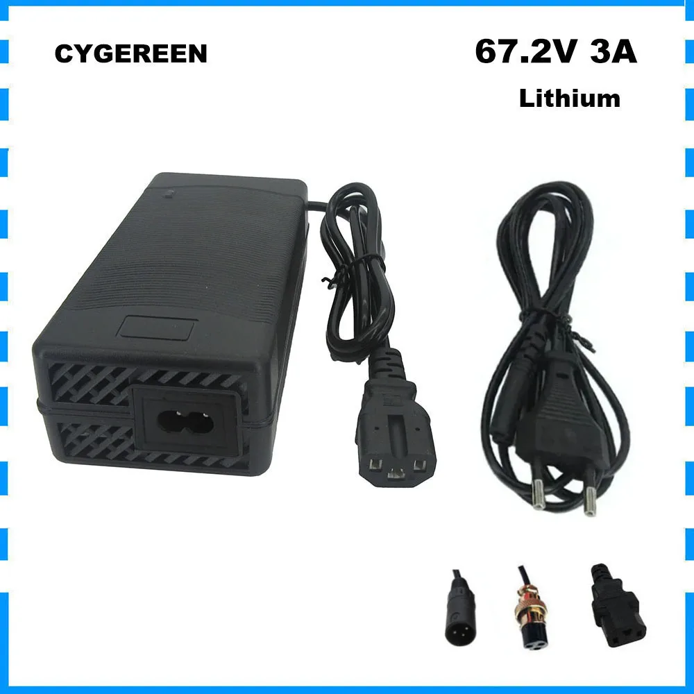 67.2V 3A Li-ion Charger 60V 60 Volt 16S 20AH 30AH Li ion Lithium Battery Charger 60V3A 3pin IEC