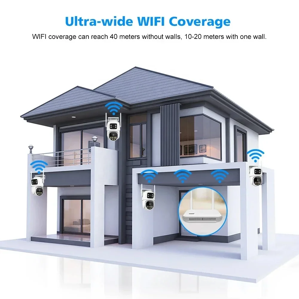 4CH/6CH/8CH Sistema di monitoraggio WIFI PTZ wireless 8MP Audio bidirezionale Protezione domestica Video Sistema di telecamere di sicurezza wireless Kit NVR