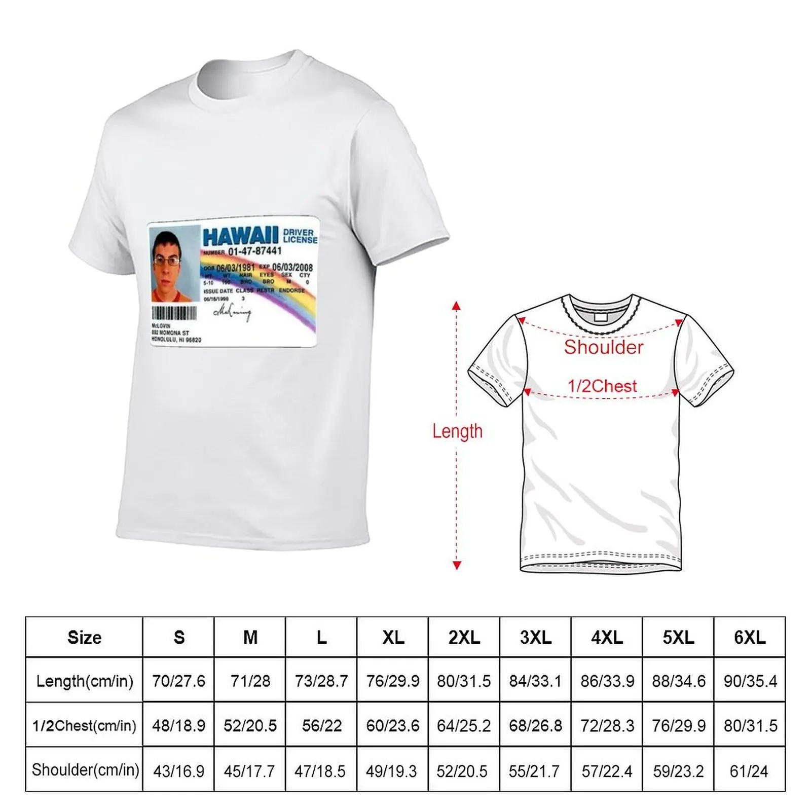 Mclovin Fake ID T-Shirt vintage clothes man t shirt T-shirts for men cotton