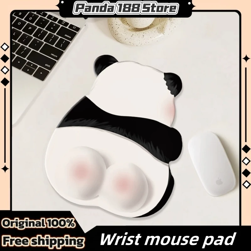 2024 New Cute Pink Butt Panda Wrist Mouse Pad Anti Slip Thick Soft Durable Personalized Creative Cartoon Mouse Pad Office