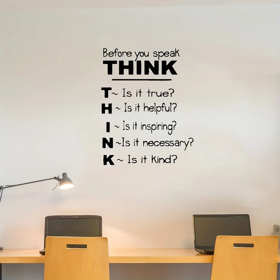 Avant de Parler Penser Irritation Chambre Sticker Mural, Enseignant Lettrage pour Murs École Citation Vinyle Mur Autocollant Lettrage Stickers