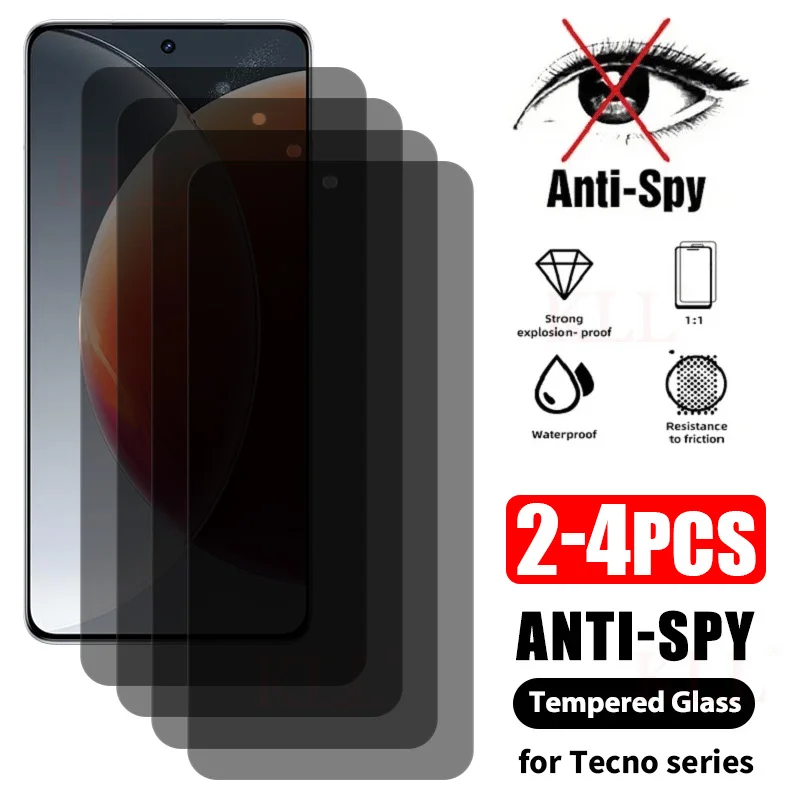 

2-4pcs Privacy Anti-spy Tempered Glass For Tecno Tecno Camon 30 Pro 20 19 Neo 18 Premier 18T 18P Anti-peep Screen Protector