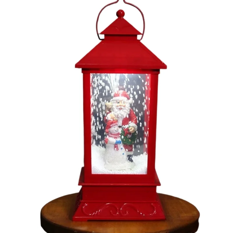 Musical Snowfall Lantern with Santa Snowman Reindeer, Christmas Decor for Hotel Mall Festival Scene