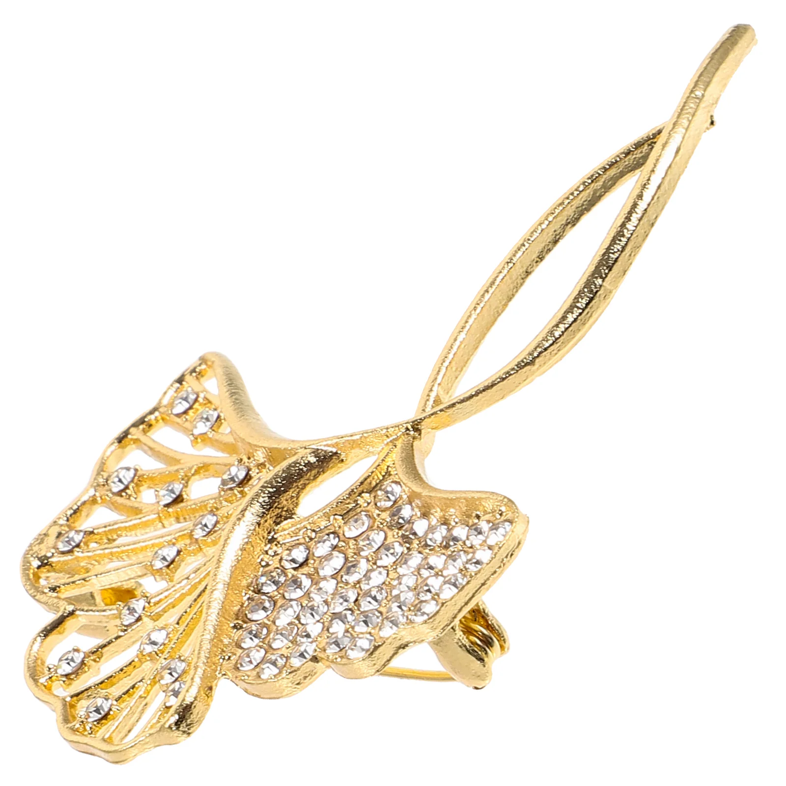 

Ginkgo Brooch Luxurious Temperament Brooch Rhinestone Pin Delicate Suit Accessory