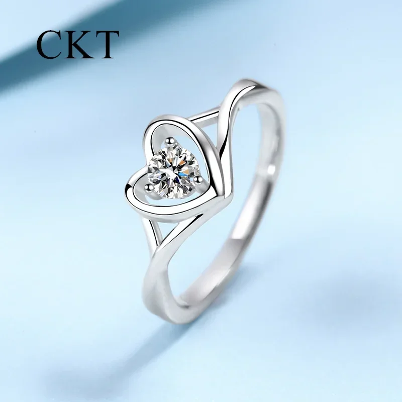 خاتم مويسانيتي من الذهب الأبيض عيار 18 قيراط عيار 18 قيراط 0.3 قيراط للنساء من البلاتين Pt950 - عنصر مجوهرات راقي جذاب