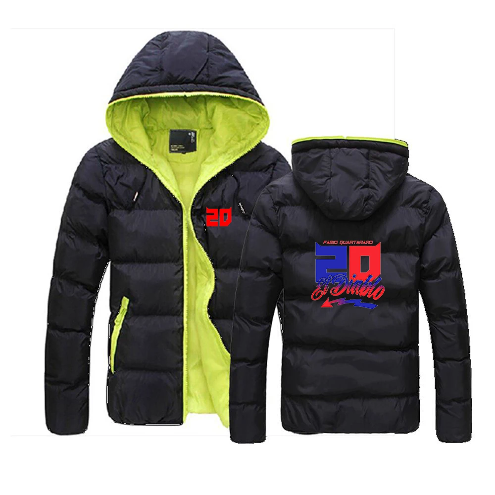 2024 Autumn Winter Mens Fabio Quartararo Motorcycle Rider Racing Logo Print Comfortable Color Collision Design Zip Padded Jacket